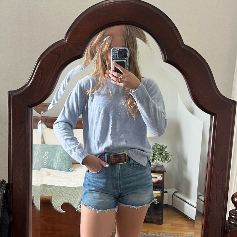 Light Blue Boxy Crew Neck Sweater